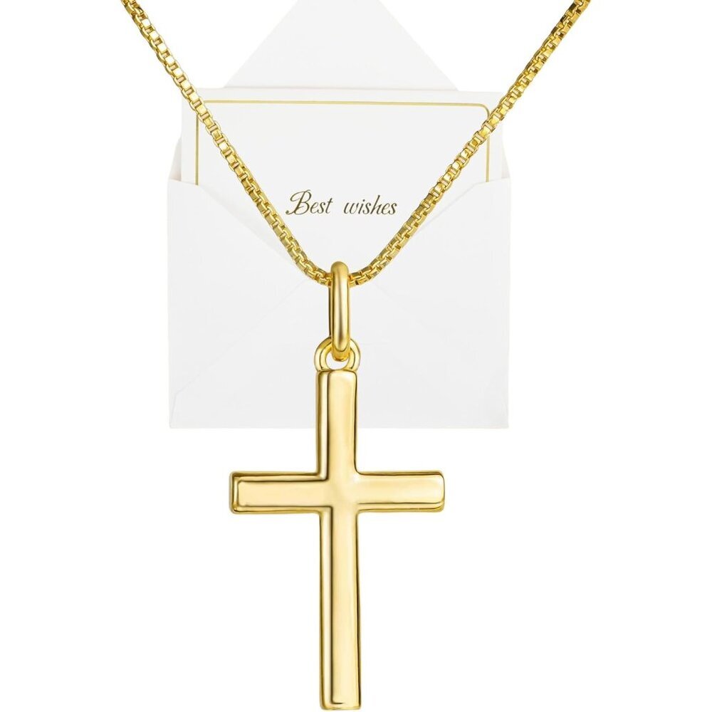 Gold Cross Necklace for Women 14K Gold Plated Dainty Elegant Jewelry